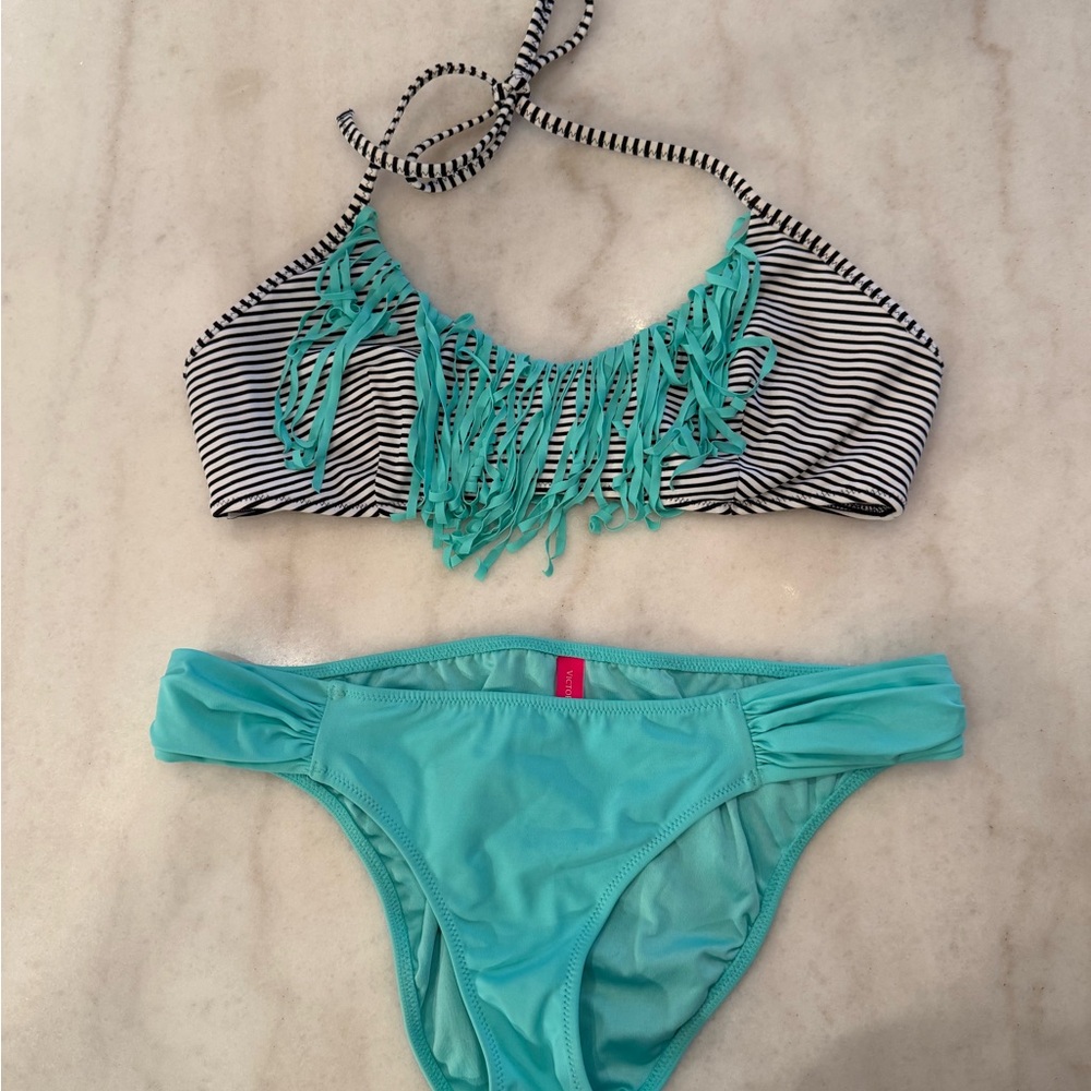 Victoria's Secret Black and White Striped Bikini